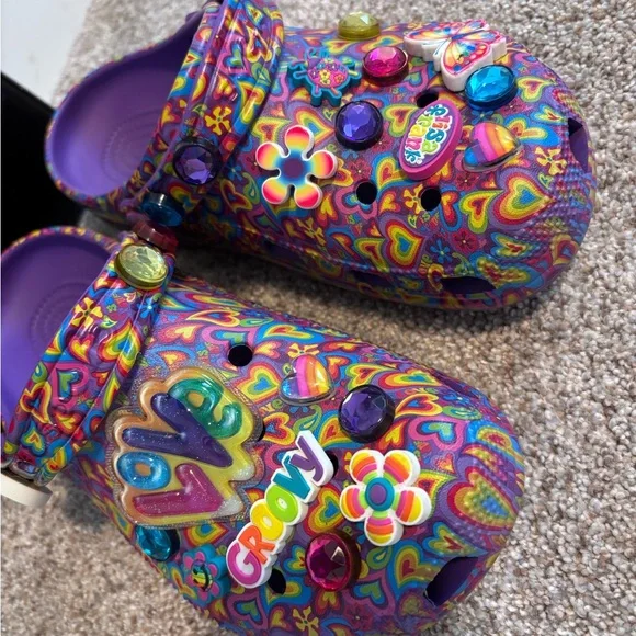 Colorful Women’s Lisa Frank Clogs with Groovy Design Size 8 - Picture 2 of 5